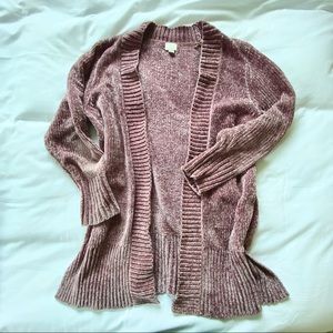Rose Colored Chenille Cardigan